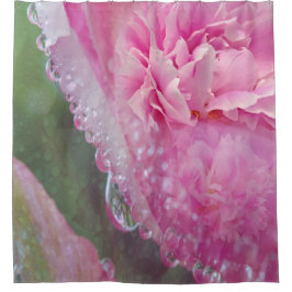 サンゴ、草と牡丹ピンクの開花シャワーカーテン シャワーカーテン