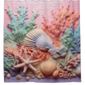 サンゴ、貝殻、ビーチ、海 シャワーカーテン (正面)