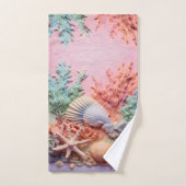 サンゴ、貝殻、ビーチ、海 バスタオルセット (ハンドタオル)