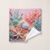 サンゴ、貝殻、ビーチ、海 バスタオルセット (ウォッシュタオル)