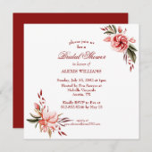 サンゴ&赤面バラブライダルシャワー招待状 招待状 (正面/裏面)