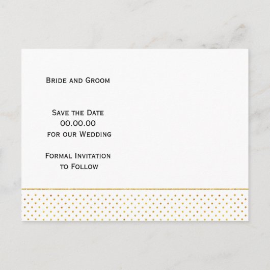 サンゴ、金ゴールド葉熱帯の結婚式の日付を保存 案内ポストカード (裏面)