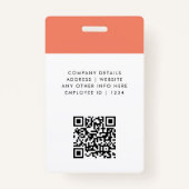 サンゴIDカード |社員モダンの写真名ロゴQR バッジ (裏面)