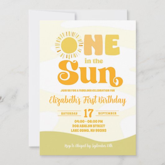 サンサマーヒッピーレトロ第1誕生日 招待状 (正面)