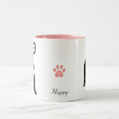 サンサルテーション下向き黒キティ猫ヨガ ツートーンマグカップ (中央)