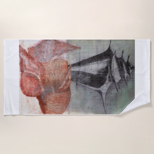 サンサルバドール、バハマ、貝殻：ビーチタオル ビーチタオル (正面)