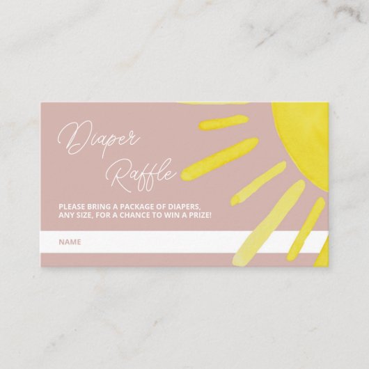 サンサンサンシャインベビーシャワーおむつラッフル エンクロージャーカード (正面)