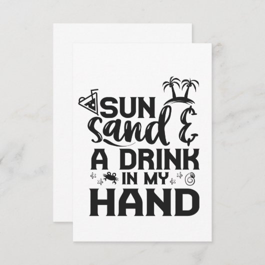 サンサンドと私の手で飲むサマーバおもしろいカイ サンキューカード (正面/裏面)