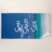 サンサンドシートロピカルビーチターコイズ水 ビーチタオル (正面)