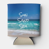 サンサンドシートロピカルビーチターコイズ水 缶クーラー (正面)