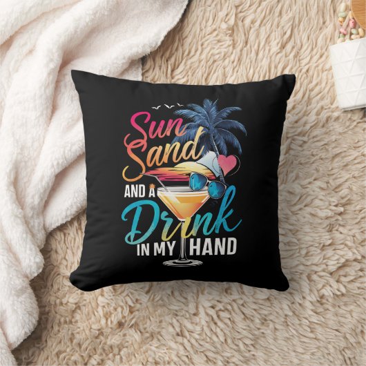 サンサンド&ドリンクを手にビーチクルーズ クッション (ブランケット)