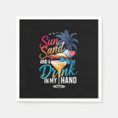 サンサンド&ドリンクを手にビーチクルーズ スタンダードカクテルナプキン (正面)