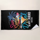 サンサンド&ドリンクを手にビーチクルーズ ビーチタオル (正面)