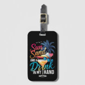 サンサンド&ドリンクを手にビーチクルーズ ラゲッジタグ (正面縦)