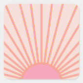 サンサンライズピンク抽象芸術レトロサンシャイン スクエアシール (正面)