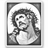 サンザシの冠を持つイエスヴィンテージ宗教的 シール (正面)