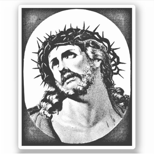 サンザシの冠を持つイエスヴィンテージ宗教的 シール (正面)