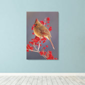 サンザシの雌の北（鳥）ショウジョウコウカンチョウ キャンバスプリント (インサイチュ (ウッドフロア))