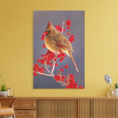 サンザシの雌の北（鳥）ショウジョウコウカンチョウ キャンバスプリント (インサイチュ (リビング))