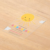 サンシャイモダンンカラフルベイビーシャワー アクリル招待状 (レイダウン)