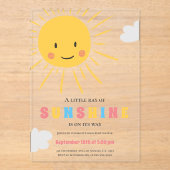 サンシャイモダンンカラフルベイビーシャワー アクリル招待状 (正面)