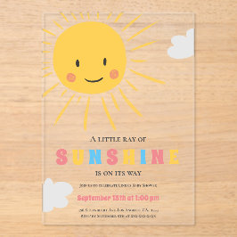 サンシャイモダンンカラフルベイビーシャワー アクリル招待状