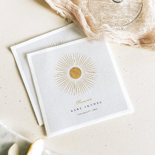 サンシャイモダンンベイビーシャワーミニマル紙ナプキン スタンダードカクテルナプキン