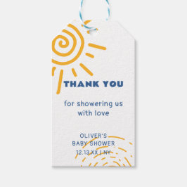サンシャイモダンンベビーシャワーのレトロ線 ギフトタグ