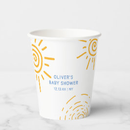 サンシャイモダンンベビーシャワーのレトロ線 紙コップ