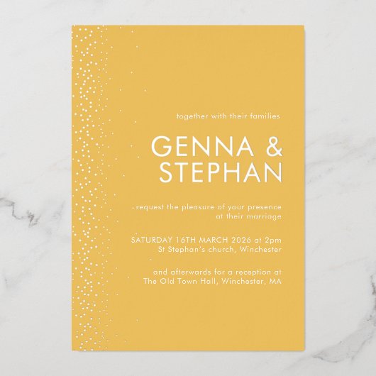 サンシャインきらめくフォイル結婚式招待状カード 箔招待状 (正面)