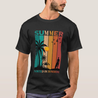 サンシャインで彩られたレトロサマービジュアルTシャツ Tシャツ