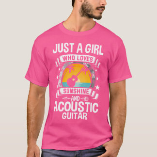 サンシャインとアコースティックギターが大好きな女の子 Tシャツ