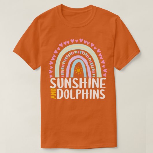 サンシャインとイルカかわいいレインボーギフト|過去記事 Tシャツ (デザイン正面)