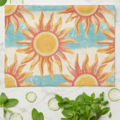 サンシャインとストライプ キッチンタオル (折り畳み)