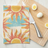 サンシャインとストライプ キッチンタオル (四つ折り)