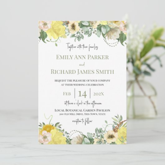 サンシャインとバラウォーターカラーフローラ招待状 招待状 (スタンド正面)