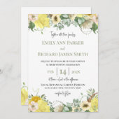 サンシャインとバラウォーターカラーフローラ招待状 招待状 (正面/裏面)