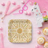 サンシャインとフラワープリントの紙皿 ペーパープレート (パーティー)