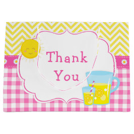 サンシャインとレモネードピンクと黄色の赤ちゃんシャワー ラージペーパーバッグ