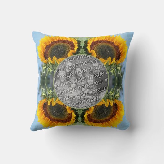 サンシャインのひまわり自分の写真を作成 クッション (裏面)