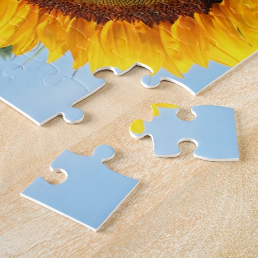 サンシャインのひまわり自分の写真を作成 ジグソーパズル (側面)