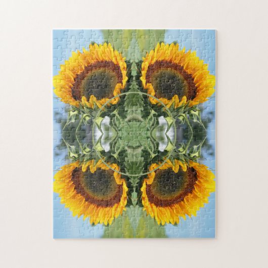 サンシャインのひまわり自分の写真を作成 ジグソーパズル (縦)