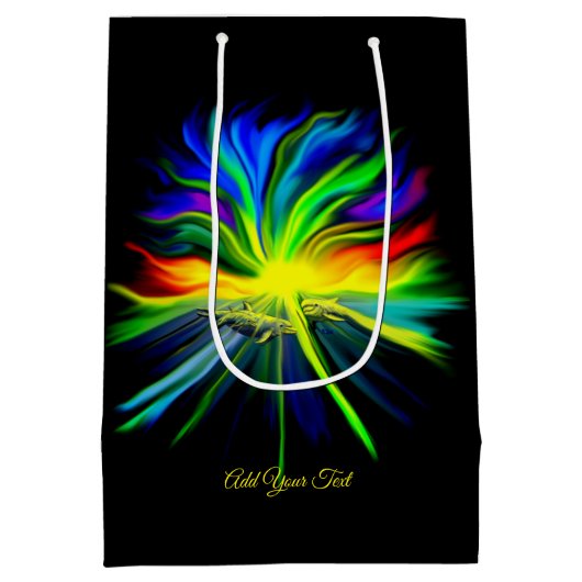 サンシャインのドルフィンファミリーあなたのテキストを追加 ミディアムペーパーバッグ (裏面)