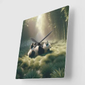 サンシャインのパンダ スクエア壁時計 (傾斜)