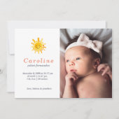 サンシャインの主名ベビーの出生の発表 招待状 (正面)
