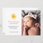 サンシャインの主名ベビーの出生の発表 招待状 (正面/裏面)