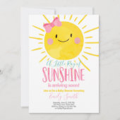 サンシャインの光線小さな女の子ピンクの赤ちゃんシャワー 招待状 (正面)