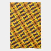 サンシャインの黄色い花抽象芸術模様 キッチンタオル (縦)