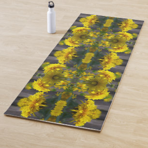 サンシャインの黄色い花抽象芸術 ヨガマット