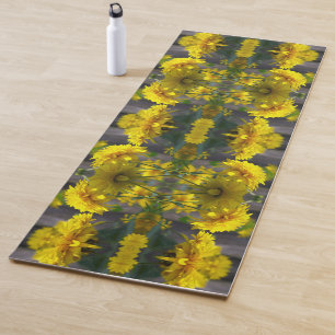 サンシャインの黄色い花抽象芸術 ヨガマット